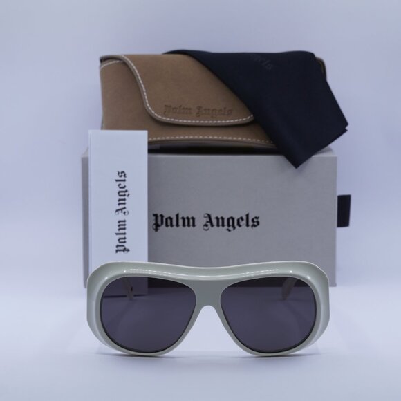 Palm Angels PERI103 ELFIN 0107 Aviator Sunglasses - White/Dark Grey - Picture 2 of 9